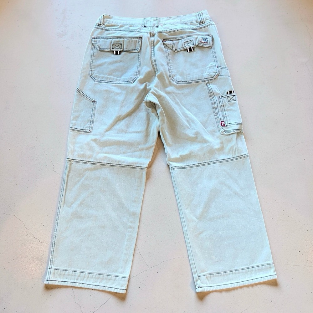 Plugg Mens 36x30 Tan Cargo Pants Y2K Baggy Wide Leg Utility Streetwear